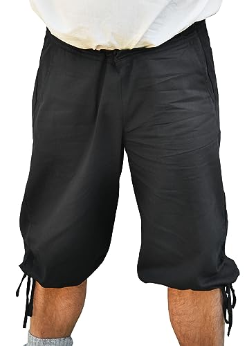 Battle-Merchant | Mittelalterliche Knickerbocker Jonte | Kniebundhose Herren | Wikingerhose | Piratenhose | Kurze Hose, Shorts Mittelalter, LARP (L, Schwarz) von Battle-Merchant