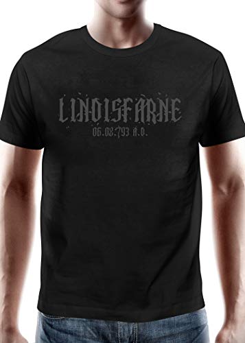 Battle-Merchant - T-Shirt Lindisfarne - Wikinger Überfall von 793 n.Chr. - Herren - Motiv - Wikinger (XXL, Schwarz) von Battle-Merchant