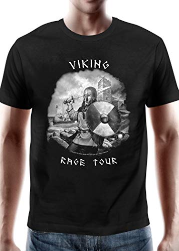 Battle-Merchant - T-Shirt Viking Rage Tour - Mit den wichtigsten Tourdaten - Herren - Motiv - Wikinger (XXL, Schwarz) von Battle-Merchant