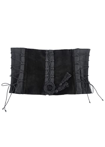 Battle-Merchant Unterbrust Corsage Anik Oberteil für Damen | Mider aus Samt mit Schnürung | Mittelalter Kleidung | LARP, Wikinger, Pirat, Goth, Kostüm (XL, Schwarz) von Battle-Merchant