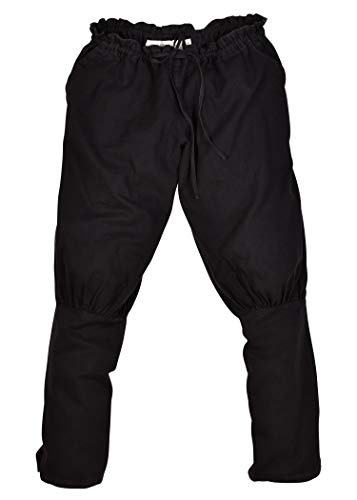 Battle-Merchant - Wikingerhose - Rushose Olaf - LARP-Hose – Mittelalterhose – Herren Hose für Wadenwickel - S-XXXL (M, Schwarz) von Battle-Merchant