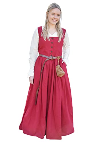 Battle-Merchant ärmelloses Mittelalter Kleid Lene für Damen | Trägerkleid Bauernkleid Überkleid Mieder | Baumwolle | Rot, Gr. XL von Battle-Merchant