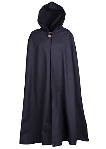 Mittelalter Umhang Paul mit Kapuze für Kinder in Braun o. Schwarz - Wikinger LARP Mädchen Jungen (146, Schwarz) von Battle-Merchant