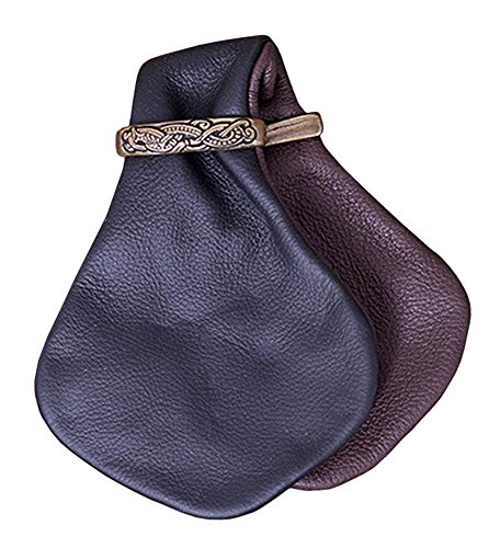 Mittelalterliche Geldkatze Chazza LARP Münzbeutel Mittelalter Portmonee Winkinger (Schwarz/Braun) von Battle Merchant