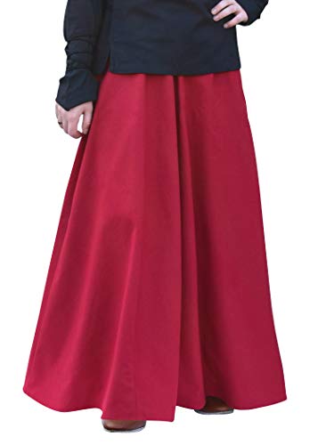 Battle-Merchant Mittelalterlicher Rock Damen Baumwolle | bodenlang und weit ausgestellt in div Farben S-XXL | Mittelalter LARP Kleidung Magd Wikinger (Rot, XL) von Battle-Merchant