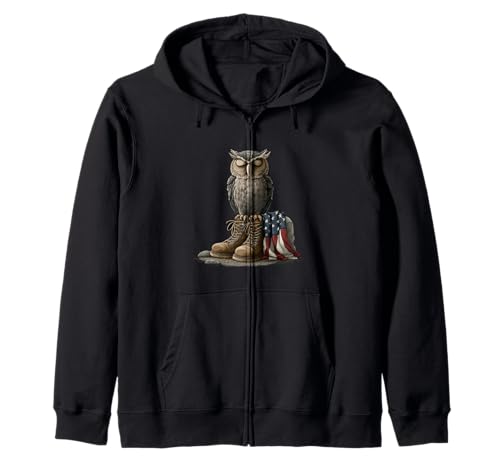 USA Eule mit Militärstiefeln für Damen und Herren Kapuzenjacke von Battlefield Owl Outfit