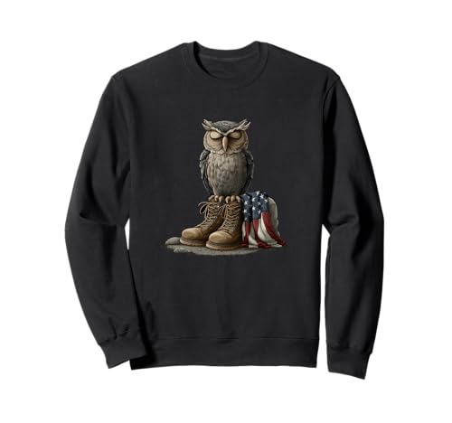 USA Eule mit Militärstiefeln für Damen und Herren Sweatshirt USA Eule mit Militärstiefeln für Damen und Herren Sweatshirt von Battlefield Owl Outfit