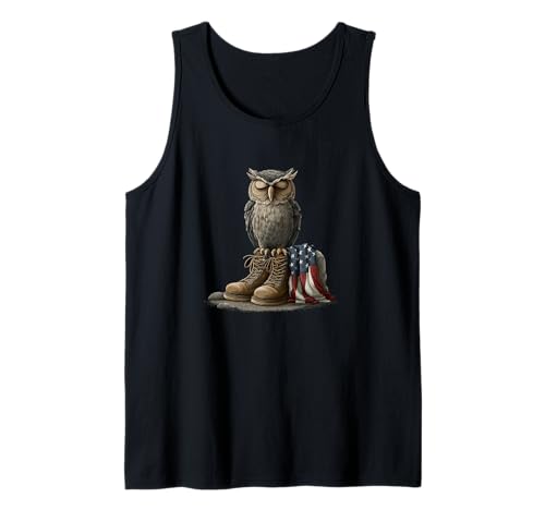 USA Eule mit Militärstiefeln für Damen und Herren Tank Top von Battlefield Owl Outfit