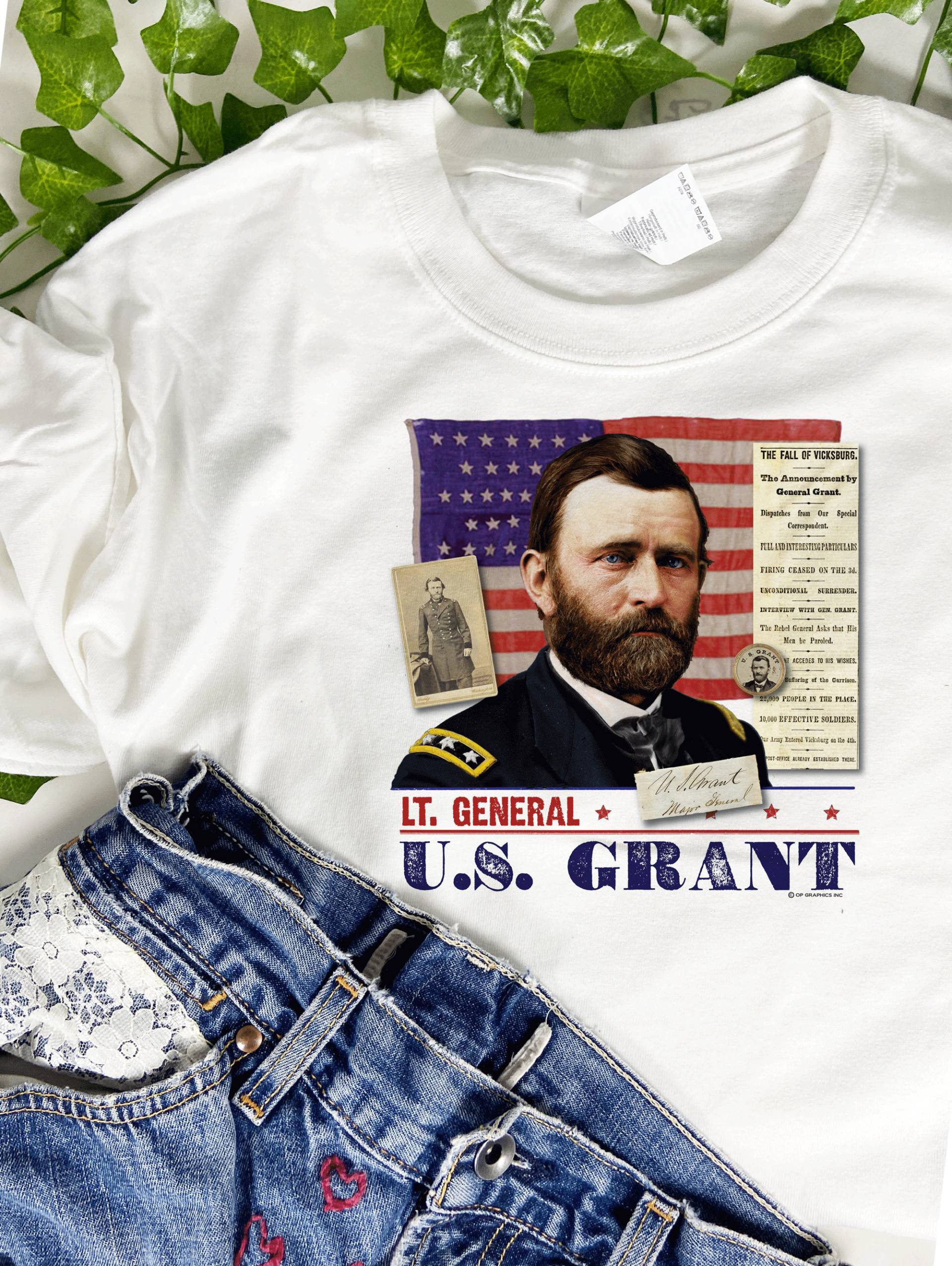 Union General Us Grant Collage T-Shirt, Ulysses S Grant, 150. Bürgerkrieg Sesquicentennial 100% Baumwolle Geschenk T-Shirt Union General Us Grant Collage T-Shirt, Ulysses S Grant, 150. Bürgerkrieg Sesquicentennial 100% Baumwolle Geschenk T-Shirt von BattlefieldDryGoods