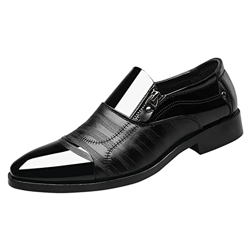 Battnot-Herren Anzugschuhe Krokodilmuster Schnalle Oxford Schwarz Elegant, Männer Lederschuhe Business Arbeits Formal Retro Hochzeitsschuhe Derby rutschfeste Atmungsaktiv Abriebfeste Spitz Halbschuhe von Battnot-Herren