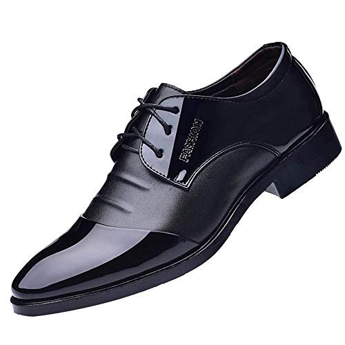 Battnot-Herren Anzugschuhe Oxford Derby Schnürschuhe Patchwork Schwarz Braun Elegant Spitzschuhe, Männer Lederschuhe Business Arbeits Formal Hochzeitsschuhe rutschfeste Abriebfeste Halbschuhe 38-47 von Battnot-Herren