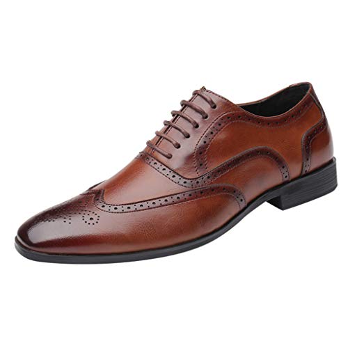 Battnot-Herren Anzugschuhe Oxford Schwarz Braun, Männer Lederschuhe Business Modern Schnüren Hochzeitsschuhe Derby Schnürschuhe rutschfeste Atmungsaktiv Smoking Halbschuhe Männlichen Spitzschuhe von Battnot-Herren