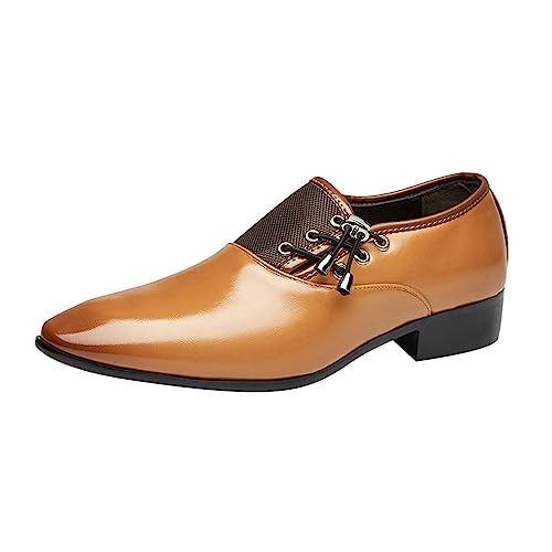 Battnot-Herren Anzugschuhe Oxford Schwarz Braun, Männer Lederschuhe Business Modern Schnüren Hochzeitsschuhe Derby Schnürschuhe rutschfeste Atmungsaktiv Smoking Halbschuhe Männlichen Spitzschuhe von Battnot-Herren