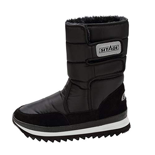 Battnot-Herren Damen Schneestiefel Unisex Winterschuhe Wadenfutter Outdoor Wasserdichte Schwarz Retro Warme Winterstiefel Freizeit Kurze, Männer Arbeitsschuhe Stiefeletten Mens Booties Gr.36-46 von Battnot-Herren