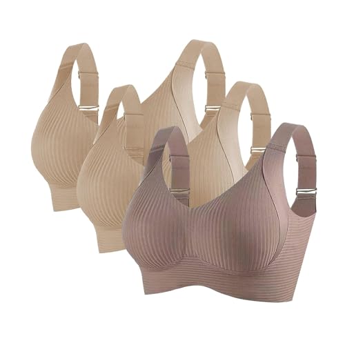 3er Pack BH Damen Ohne Bügel Große Brüste Starker Halt Bra Push Up Seamless Weich Bequem BHS Gepolstert Verstellbarer Vollschalen Bustier Klassische Büstenhalter BHS Damen Set Klassische BH von Battnot