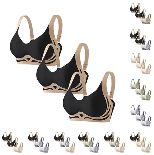 3er Pack BH Damen Ohne Bügel Set Bügelloser Top-Stütz-BH Keine Schlaffen Brüste Mehr Adjustable Keine Nahtlos Unsichtbar Brüste Comfit BHS Comfit Original Stütz Bra Frauen für Alltag Yoga von Battnot