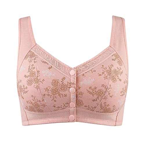 BH Damen Ohne BüGel mit Vorderverschluss Daisy Bra mit Druckknopf Aus Baumwolle Soft BH Große Größe BH Atmungsaktiv Klassischer Bras Nahtloser Bequemer BH mit Vorderverschluss FüR Senioren von Battnot