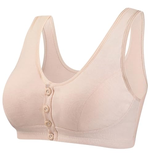 BH Damen Ohne BüGel mit Vorderverschluss Daisy Bra mit Druckknopf Aus Baumwolle Soft BH Große Größe BH Atmungsaktiv Klassischer Bras Nahtloser Bequemer BH mit Vorderverschluss FüR Senioren von Battnot