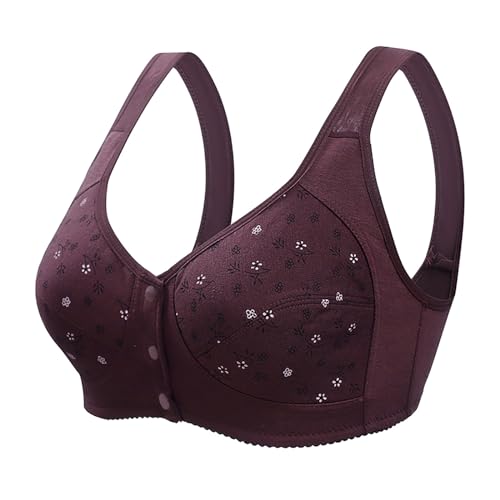 BH Damen Ohne BüGel mit Vorderverschluss Daisy Bra mit Druckknopf Aus Baumwolle Soft BH Große Größe BH Atmungsaktiv Klassischer Bras Nahtloser Bequemer BH mit Vorderverschluss FüR Senioren von Battnot