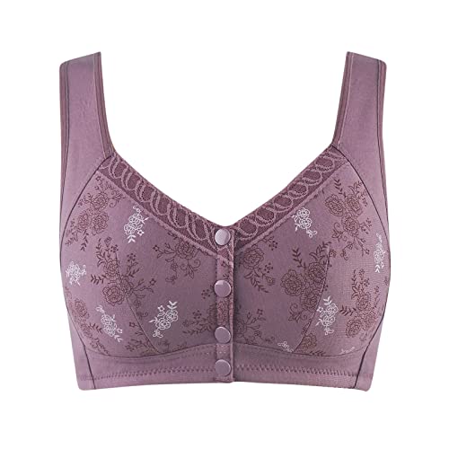 BH Damen Ohne BüGel mit Vorderverschluss Daisy Bra mit Druckknopf Aus Baumwolle Soft BH Große Größe BH Atmungsaktiv Klassischer Bras Nahtloser Bequemer BH mit Vorderverschluss FüR Senioren von Battnot