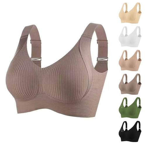BH Damen Ohne Bügel Gepolstert Große Brüste Starker Halt Bra Push Up Nahtlose Unterwäsche Weich Bequem BHS Verstellbarer Sport Bustier Büstenhalter Große Größen Starker Halt Wohlfühl-BH von Battnot