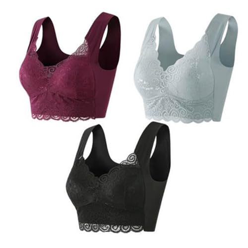 BH Ohne Bügel Damen Sport BH Starker Halt Push Up Bra BHS Wireless Seamless Stütz Große Größen Bequem Soft Schlaf Bralette Anti Sagging BHS Gepolstert für Alltag Yoga Bras von Battnot