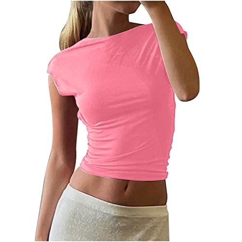 Backless Top Damen Y2K Rückenfreies Oberteil Sexy Oberteile Damen Umkehrbarer Stil Strassenmode Neu im Sommer Tshirt Damen Rückenfrei Top Y2K T-Shirt Sommer Backless Y2K Fashion Tops von Battnot