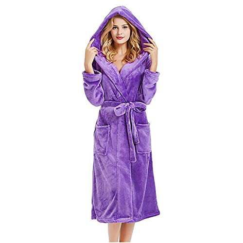 Bademantel Damen Baumwolle Frottee Flauschig Leicht XXXL XXL Lang mit Kapuze Bademantel für Frauen xxl Hausmantel Negligee Saunakilt Sauna Flanell Pyjama Winter Nachtwäsche Morgenmantel von Battnot