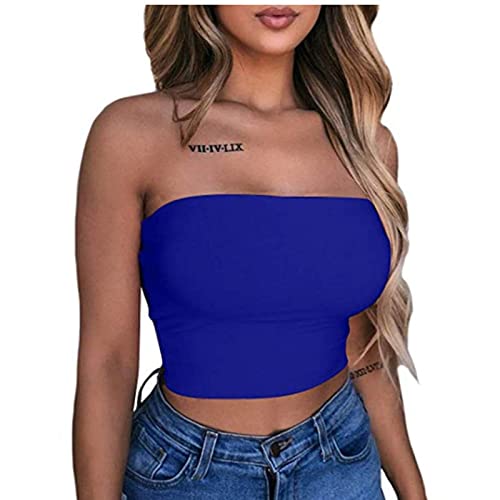 Bandeau Top Damen Crop Tops Y2K Sexy Off Shoulder Schulterfrei Trägerlos Crop Top Y2K Fashion Tube Top Bandeau Korsett Oberteile Push Up Bustier Clubwear Streetwear Damen Sommer Sexy Tube Top von Battnot