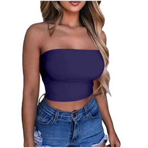 Bandeau Top Damen Crop Tops Y2K Sexy Off Shoulder Schulterfrei Trägerlos Crop Top Y2K Fashion Tube Top Bandeau Korsett Oberteile Push Up Bustier Clubwear Streetwear Damen Sommer Sexy Tube Top von Battnot