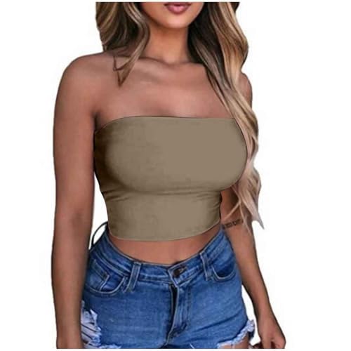 Bandeau Top Damen Crop Tops Y2K Sexy Off Shoulder Schulterfrei Trägerlos Crop Top Y2K Fashion Tube Top Bandeau Korsett Oberteile Push Up Bustier Clubwear Streetwear Damen Sommer Sexy Tube Top von Battnot