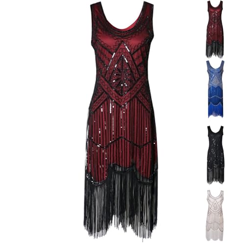 Battnot 20er Jahre Kostüm Damen Kleid 1920er Jahre Damen Flapper Kleid ärmellos Gatsby Motto Party Damen Kostüm Kleid 1920s Charleston Kleid Damen Knielang Cocotail Party Kleid Gatsby Kostüm Kl von Battnot