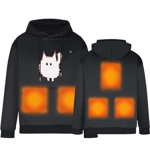 Beheizbare Hoodie Damen Herren USB Beheizter Pullover 5 Heizzonen Beheizte Kapuzenpullover Elektrisch Beheizbare Sweatshirt mit Kapuze Sweatshirt Bluse Tops Beheizte Hoodies für Männer Frauen von Battnot