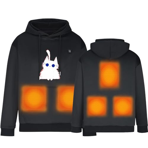 Beheizbare Hoodie Damen Herren USB Beheizter Pullover 5 Heizzonen Beheizte Kapuzenpullover Elektrisch Beheizbare Sweatshirt mit Kapuze Sweatshirt Bluse Tops Beheizte Hoodies für Männer Frauen von Battnot