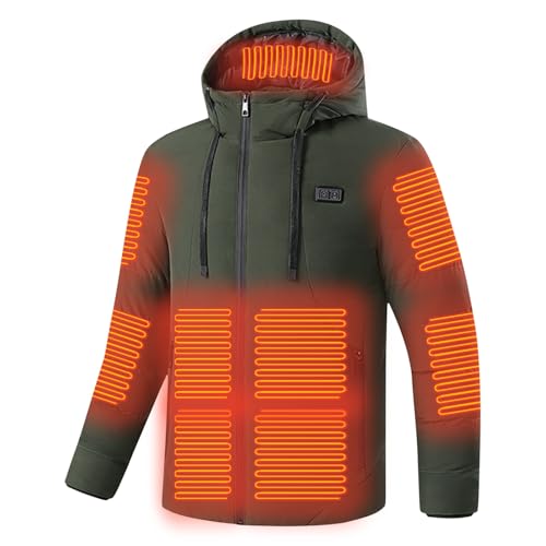 Battnot Beheizbare Jacke Herren mit kapuze,Warme Pufferjacke Damen mit 15 Heizzonen, Heizmantel USB Elektrischer Beheizte jacke Beheizbare Weste Winterjacke für Outdoor Wandern Jagd Motorrad Camping von Battnot