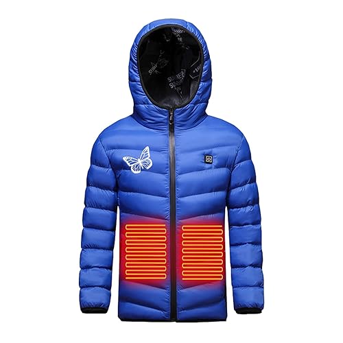 Battnot Beheizbare Jacke für Kinder, Beheizte Weste Kinder Weste Mantel USB Elektrische Lange Ärmel Heizung Kapuzenjacken Warm Winter Thermobekleidung füR Outdoor Camping Wanderung Wärmejacke von Battnot