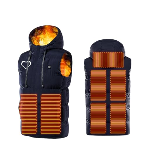 Battnot Beheizbare Weste Herren Damen Beheizte Weste USB Elektrische Beheizte Jacke Beheizbare Weste Daunenweste Warme Heizweste mit Heizung USB Lade Heheizte Kleidung Kapuze Funktionsjacke von Battnot