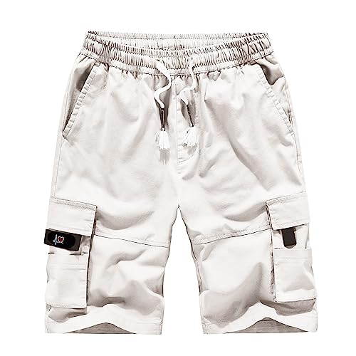 Battnot Cargo Hosen Herren Schwarz Sommer Kurze Hosen Herren Cargohose Männer Shorts Sommer Casual Einfarbig Sommerhose Bermuda Short mit Taschen Sporthose Kurz Hose Freizeithose Herren Cargo Shorts von Battnot