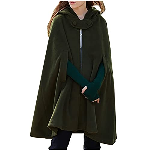 Battnot Damen Elegant Umhang mit Kapuze Herbst Winter Maxi Lose Poncho Cape Open Front Lange Cardigan Winddichte Jacke Trenchcoat Mantel Coat Outwear Halloween Mantel Poncho Kap Umhang von Battnot