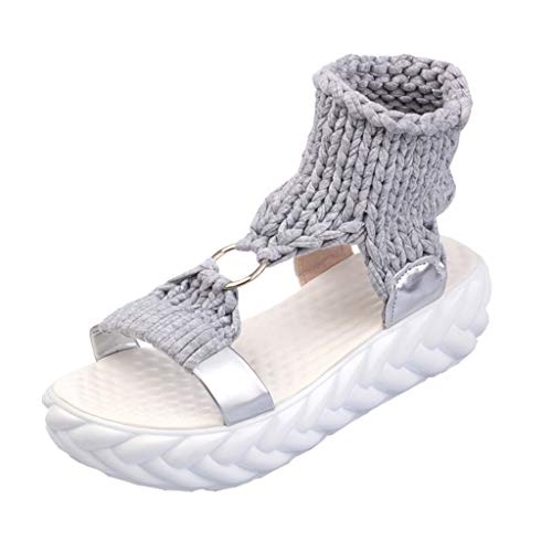 Battnot Damen Sandalen Plateau Sommer, Frauen Mädchen Casual Open Toe Schnalle Plattformen Med Heel Schuhe Böhmischen Mode Flache Beiläufige Sandalen Strand Flache Schuhe Frau Geschenk Freizeitschuhe von Battnot