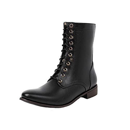 Battnot Damen Stiefel Winterstiefel Damen Winterschuhe Kurzschaft Westernstiefel Halbhohe Stiefel Ritterstiefelfeletten Schuhe Damen Winter Gothic Punk Stiefel Goth Stiefeletten Winterstiefel Damen von Battnot