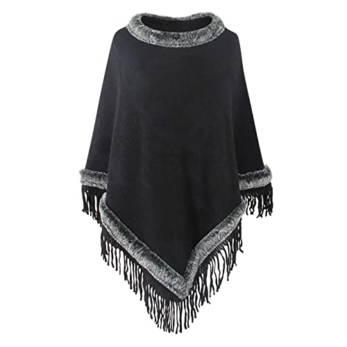 Battnot Damen Strick Poncho Unifarbe Cape Feinstrick XXL Pullover Damen Poncho Cape Winter Umhang Warm Cape Cardigan Damen Winter Umhang Strick Warm Mäntel Poncho Cape Umhang Poncho Damen Elegant von Battnot