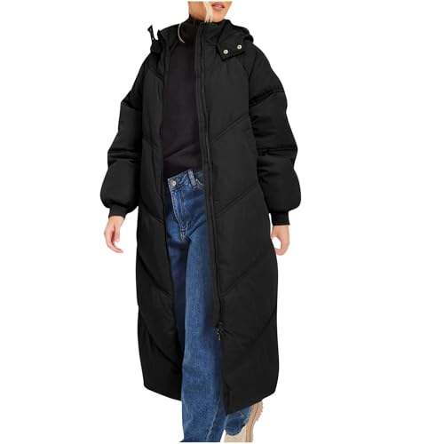 Battnot Damen Wintermantel warmer Steppmantel lang wasserdicht Wintermantel Damen Warm Steppjacke Lange Elegant Damenmantel Winter Langarm Parka Jacke mit Kapuze Winterparka Mantel Outdoorjacke von Battnot