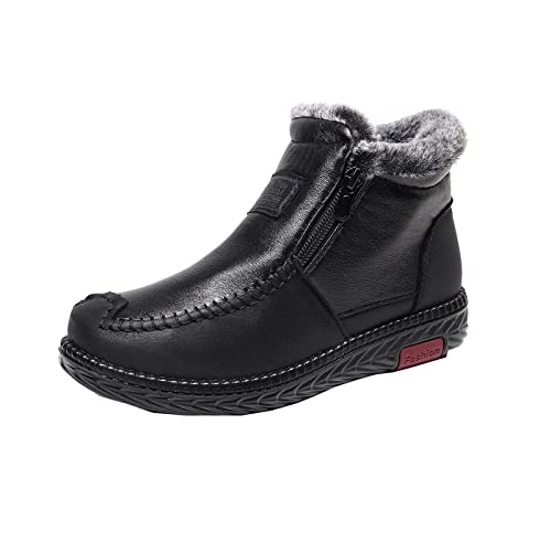 Battnot Damen Winterstiefel Wasserdicht Warm gefütterte Schneestiefel Winterschuhe Winter Kurzschaft Stiefel Boots Schuhe Stiefetetten Damen Schwarz Ankle Boots Damen Mode Stiefel Damen Stiefel Kurze von Battnot