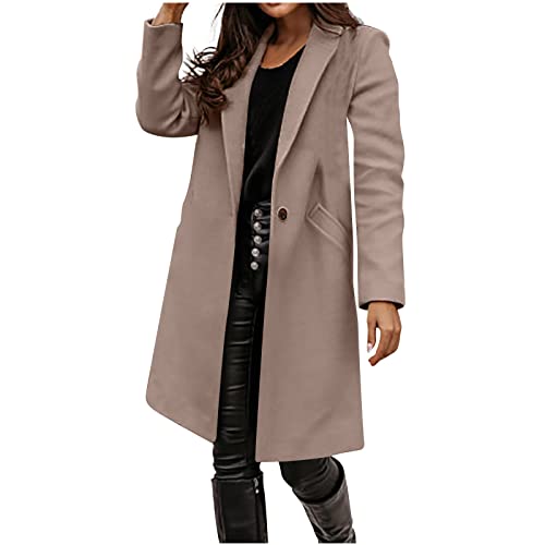 Battnot Damen Wollmäntel Winter einfarbig mantel Slim Warm Lang Wolle Overcoat Jacken Outwear Damen Trenchcoat Mantel Lang Frauen Winddichter Cabanjacke Cardigan Elegant Outdoor Übergangsjacke von Battnot