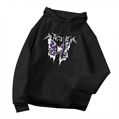 Battnot Damen Y2K Zip up Hoodie Oversize Skelett Kapuzenpullover Vintage Kapuzenjacke Sweatshirt Jacke Damen Teenager Mädchen Y2K Fashion Top Hoodie Pullover E-Girl 90er Streetwear Jacke mit Kapuze von Battnot