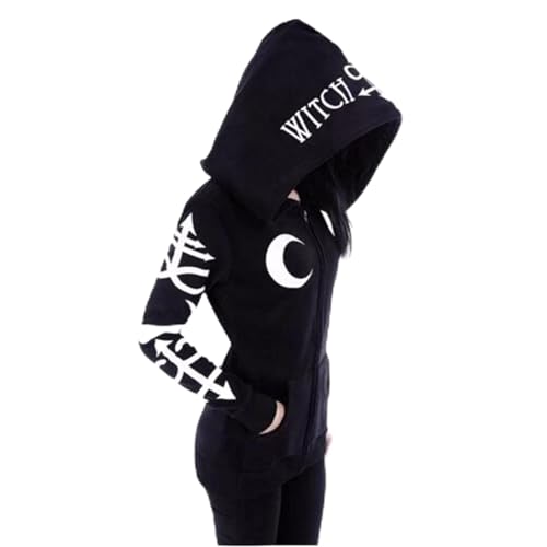 Battnot Damen Zip Up Oversized Hoodie Damen Y2K Hoodie Gothic Punk Jacke Sweatshirt Damen Kapuzenpullover Y2K Zipper Hoodie Fashion Sweatshirt mit Kapuze Oversize Jacke Aesthetic Clothes Streetwear von Battnot