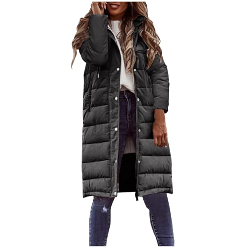 Battnot Daunenmantel Damen Lang Winterjacke Winter Jacken Lang Warm Daunenmantel mit Kapuze Elegant Wintermantel Steppmantel mit Fellkapuze Steppjacke Langer Outdoor Mantel Outdoorjacke von Battnot