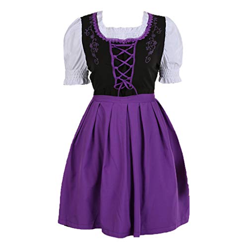 Battnot Dirndl Damen midi Trachtenkleid Damen Trachtenrock Trachtenmode Kleid Dirndlbluse für Oktoberfest Damen Mini Dirndl Große Größen Kleider Oktoberfest für Festlich Party von Battnot