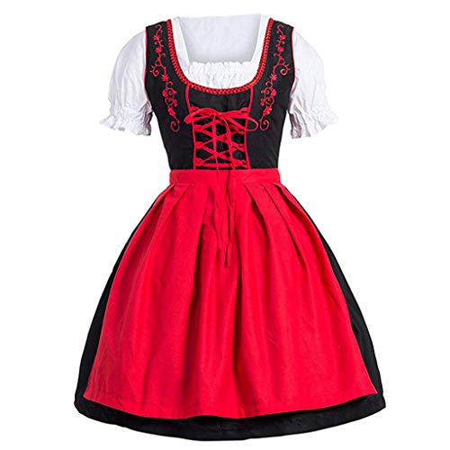 Battnot Dirndl Damen midi Trachtenkleid Damen Trachtenrock Trachtenmode Kleid Dirndlbluse für Oktoberfest Damen Mini Dirndl Große Größen Kleider Oktoberfest für Festlich Party von Battnot